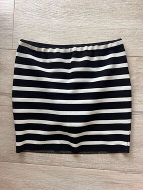 RACHEL Rachel Roy Black and White Striped Knit Mini Skirt